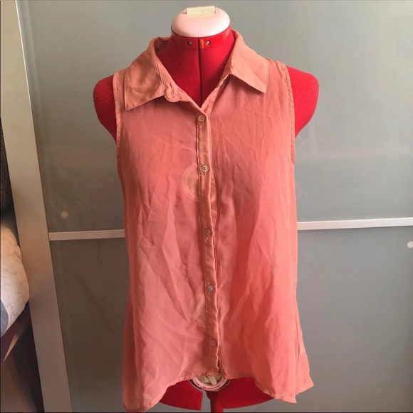 Anthropologie Tops - Orange sleeveless button down blouse